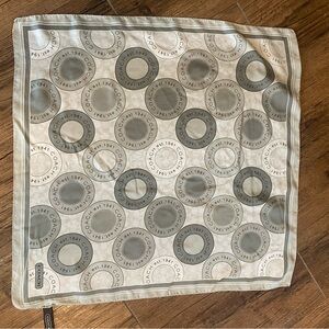 Coach Silk Beige and Gray Logo Scarf 21x21